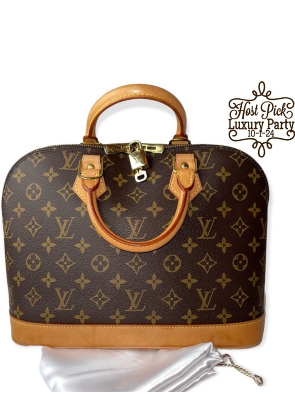 LOUIS VUITTON Monogram Alma Satchel Vintage LV Two Way Handbag Lock & 1 Key
